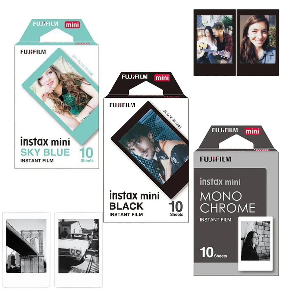 Genuine Fujifilm Instax Mini Film Monochrome Mono/ Black / Sky Blue Film 10 pcs for Mini 12 11 9 8 Plus 90 25 Camera SP-1 SP-2 - 2