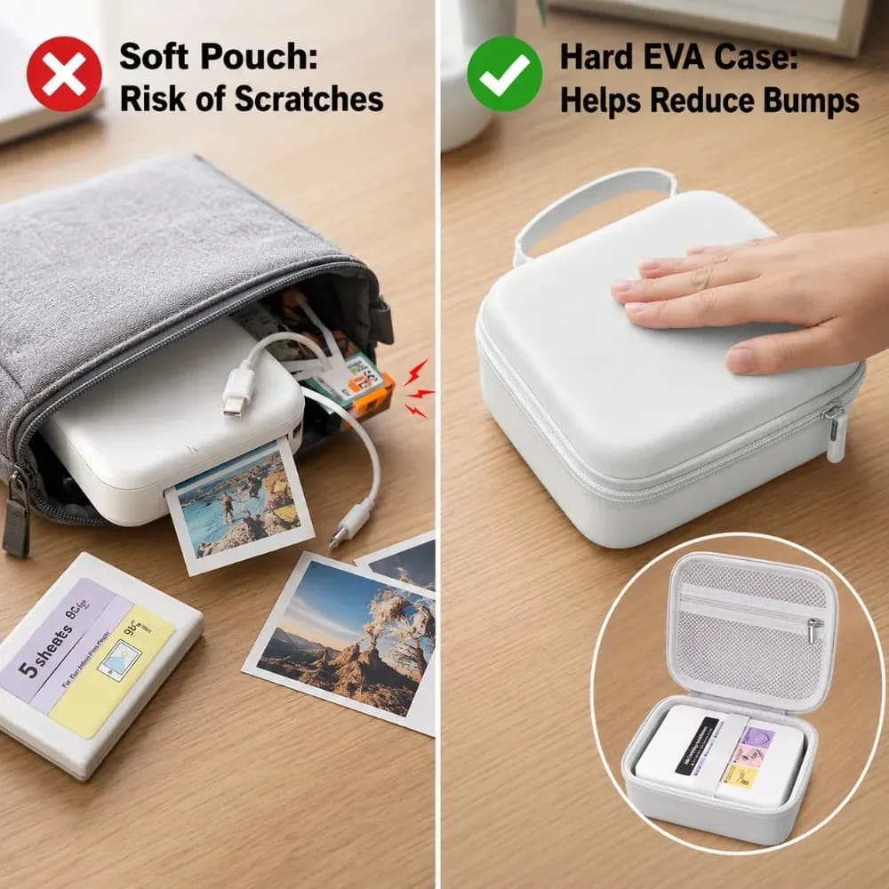 Photo Printer Case for Nelko PP01/PP03, EVA Hard Shell Travel Storage Organizer Bag for Printer, Sticky Paper, Cable Only - 4