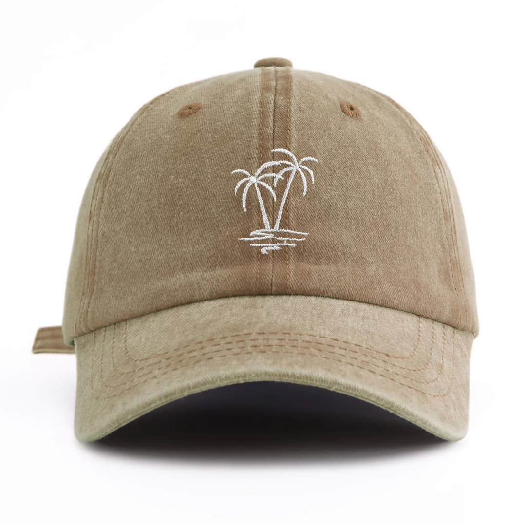 1pc Coconuttree Embroidery Washed Baseball Cap For Adults,Minimalist Retro Style Casual Soft Adjustable Dad Hat, Perfect As Gift - 6