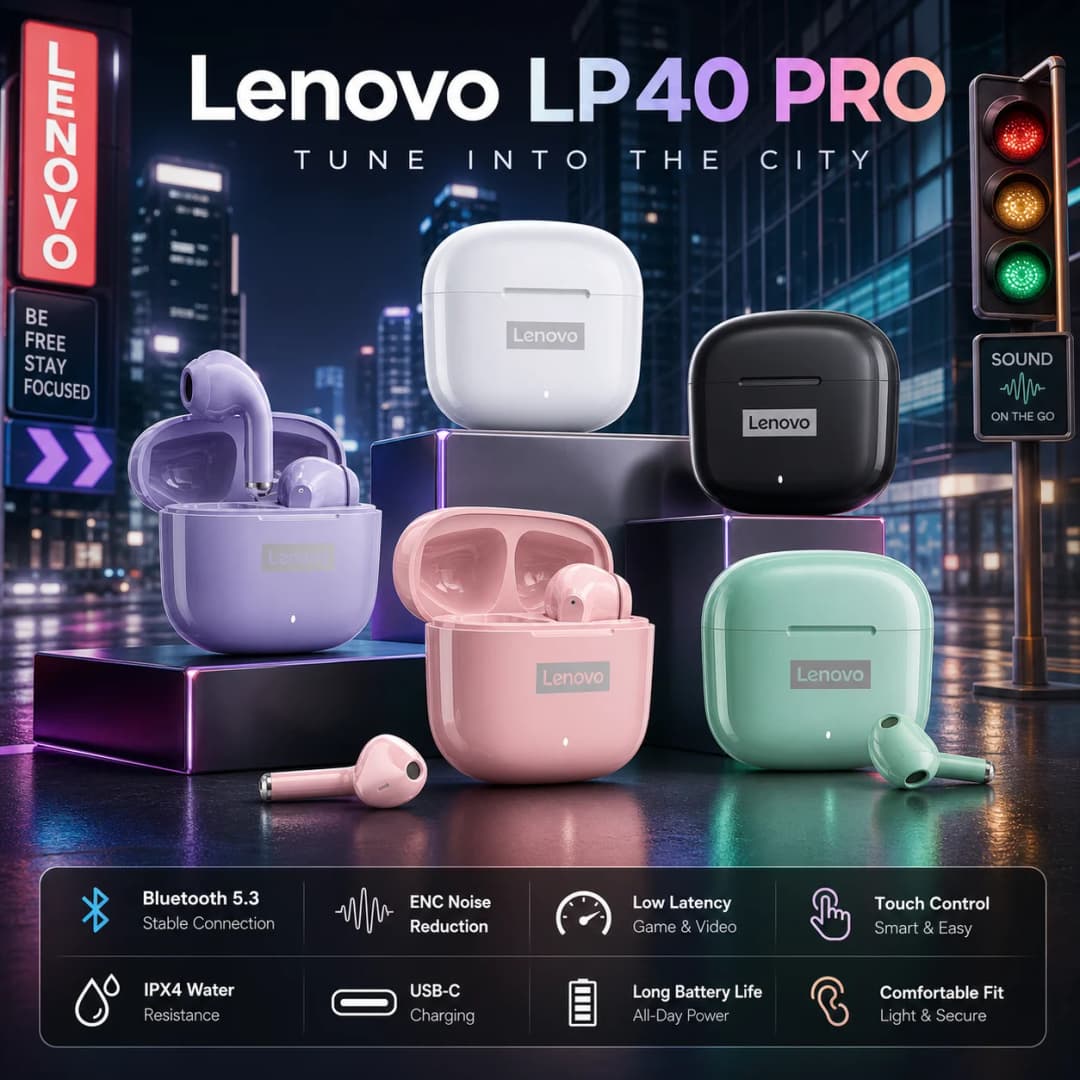 NEW Lenovo LP40 Pro TWS Bluetooth 5.3 Quick Connect Earphones  Ergonomic  Design  Headphones Powerful Transmission Speed Headset - 3