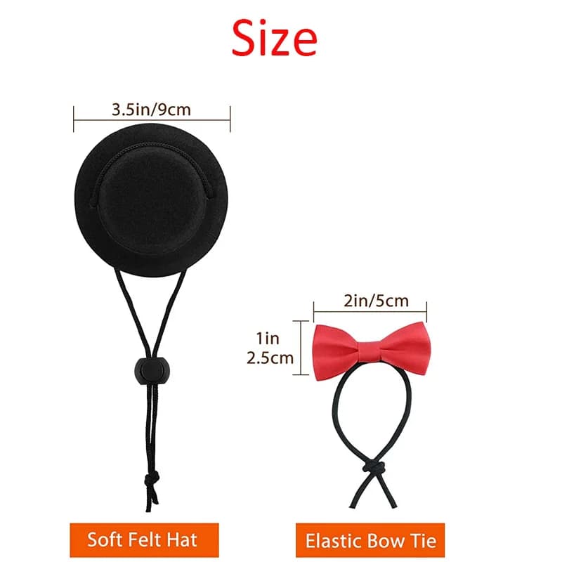 طقم مكون من قطعتين: قبعة وربطة عنق للخنازير الغينية والهامستر، زي تنكري للفئران والشينشيلا، قبعة أنيقة للأرانب، إكسسوارات للحيوانات الأليفة الصغيرة - 4