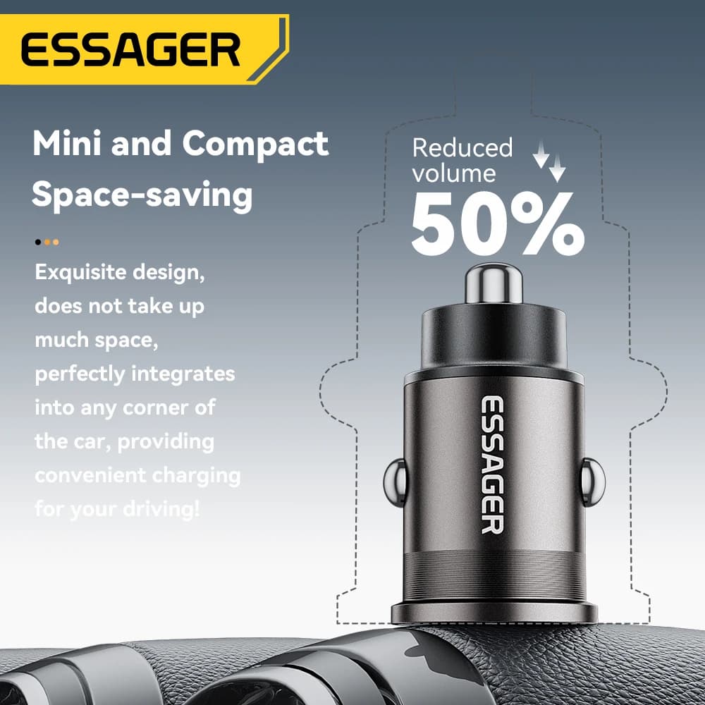 Essager 45W Car Charger Fast Charging Dual Port  PD QC3.0 Type-C Quick Charger for iPhone 16 15 14 Samsung Xiaomi Huawei Oppo - 5
