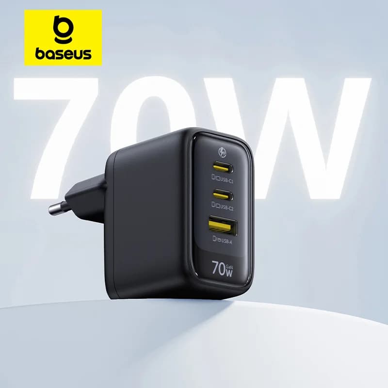 Baseus 70W Fast Charger Type C USB Charger Support QC PD PPS Portable Charger For iPhone 17 16 15 14 Macbook Air Laptop Charger