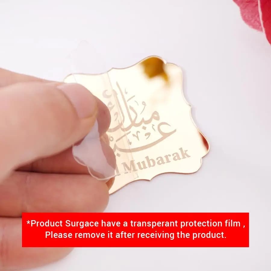 18pcs Eid Mubarak Mirror Acrylic Stickers 5cm Islamic Ramadan Party Decorations Gift Box  Decorative Labels - 4