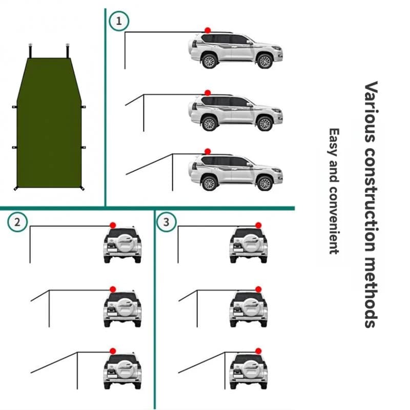 WESTTUNE Portable Car Awning Tarp Lightweight Vehicle Awning for Camping Outdoor Rear Vehicle Awning Shelter for Van MPV Campers - 5