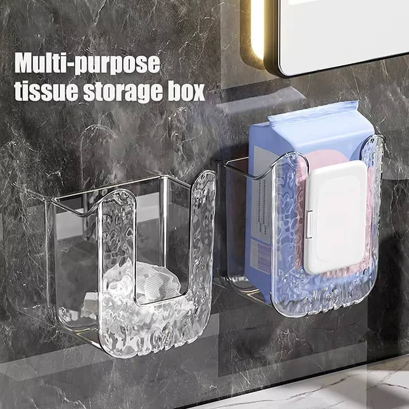 Tissue Box Bathroom Non Perforated Wall Mounted Wet Tissue Storage Box with Large Opening and Strong Load-bearing Capacity - 2