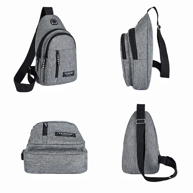 Men's Bag Solid Color Men's Chest Bag Outdoor Casual Fashionable Small Satchel Canvas Handbag Zipper Messenger Fashion Bags - 5