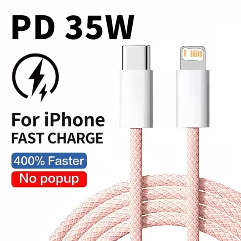 35W Fast Charge PD Cable For iPhone 13 14 Pro Max 11 12 mini X XR XS Max 7 8 Plus Quick Charging USB-C Data Braided Cables 1m 2m - 5