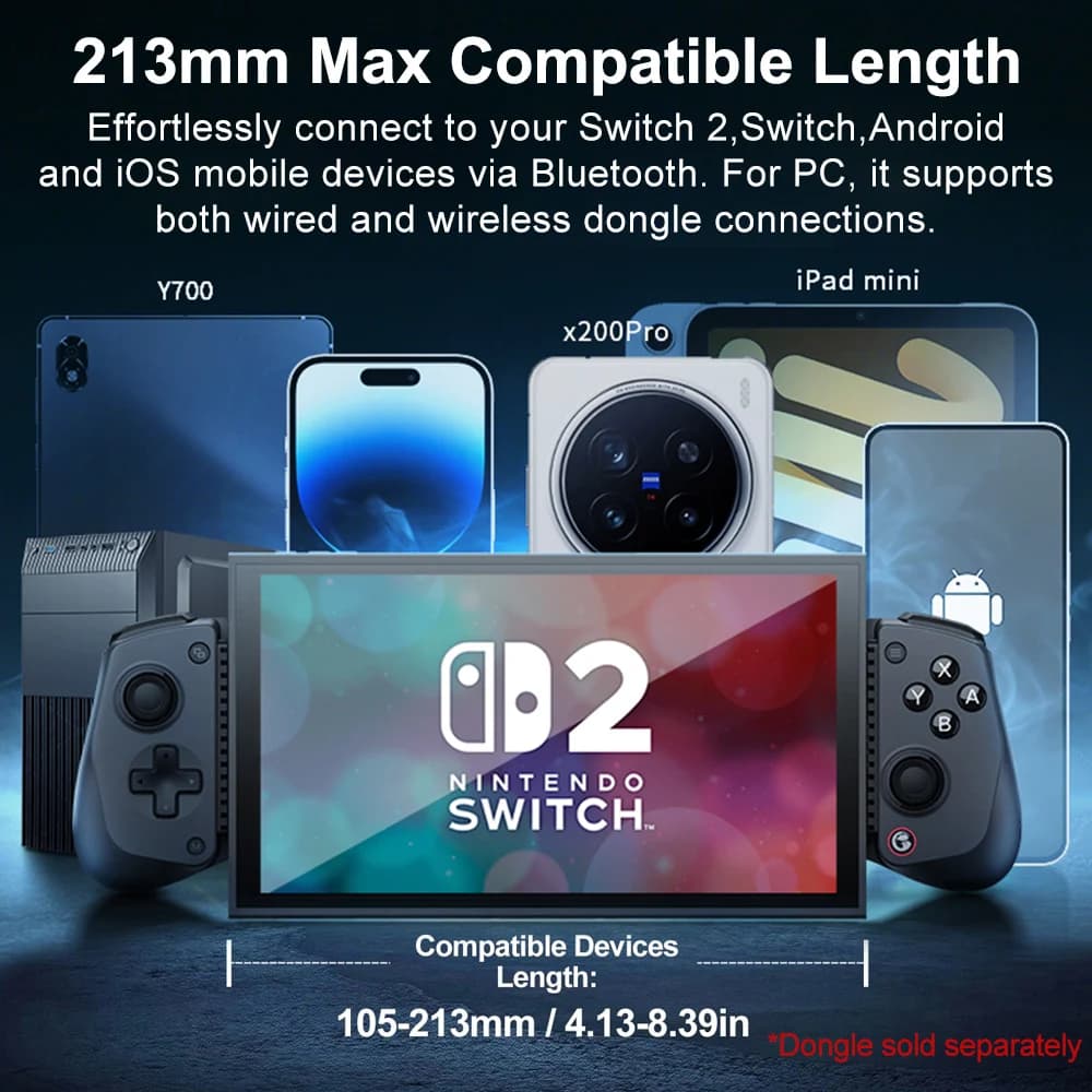 وحدة تحكم الألعاب اللاسلكية GameSir X5s للهواتف المحمولة، متوافقة مع أندرويد وiOS وأجهزة الكمبيوتر وNintendo Switch 2/1، مع جيروسكوب 6 محاور واهتزاز HD - 3