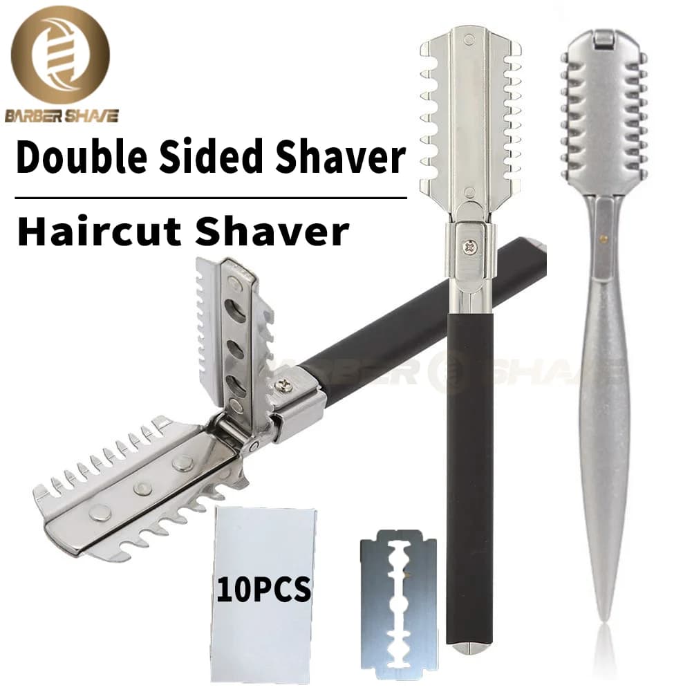 شفرة حلاقة شعر احترافية بمقبض مطاطي وحافة قابلة للإزالة من الفولاذ المقاوم للصدأ T-090