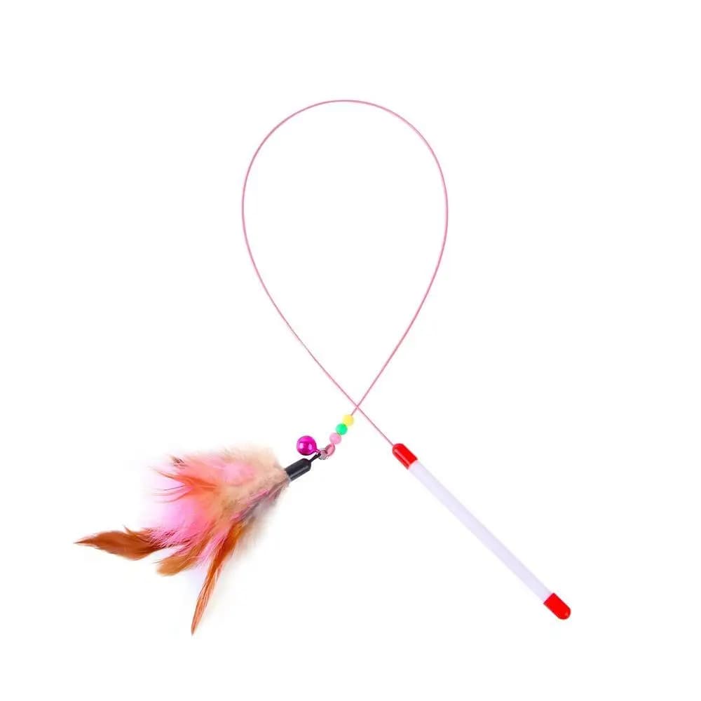 1PCS Metal Wire Funny Cat Stick Cat Toy Pet Toy with Feather Bell Funny Cat Rod Pet Supplies - 5