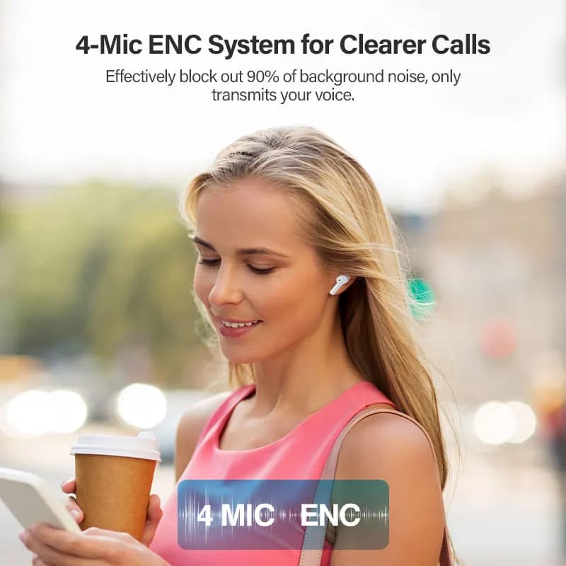 سماعات QCY T13 لاسلكية حقيقية بلوتوث 5.1 TWS سماعات أذن تحكم باللمس سماعات رأس داخل الأذن 40 ساعة انتظار 4 ميكروفونات ENC مكالمة HD - 4