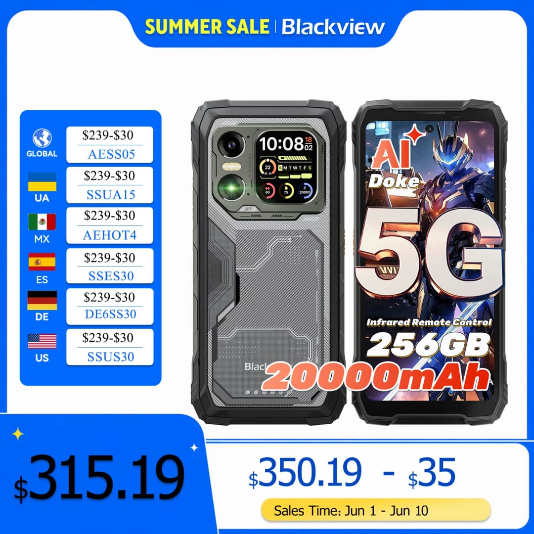 Blackview XPLORE 1 Outdoor Mobile Phone, 5G Waterproof Rugged Smartphone Android 15, 6.78'' 2.4K Display, 16GB+512GB, 20000mAh