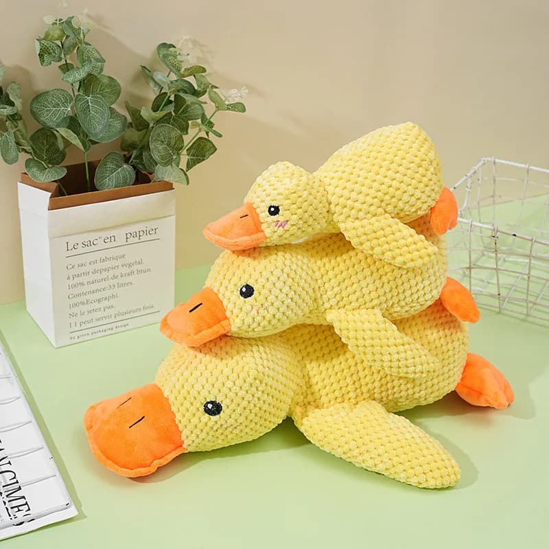Plush Companion Sleeping Duck Dog Toys for Small Large Dogs Bite Resistant Teeth Grinding Sound Relief Duck Sound Toy - 4