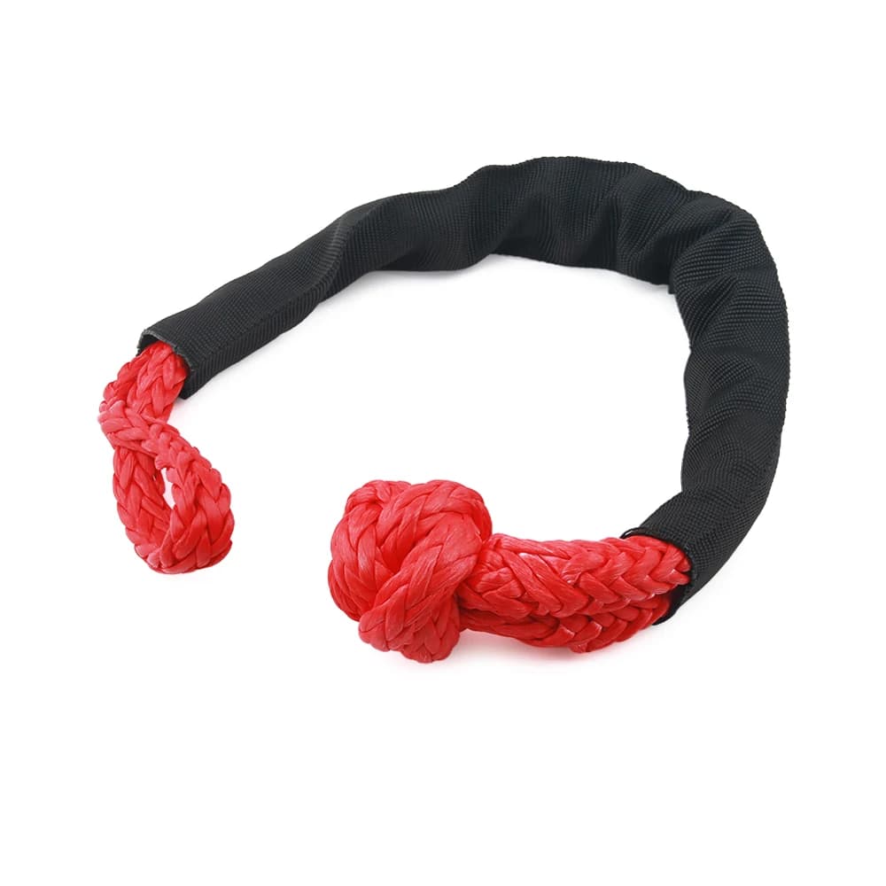 53000lbs ونش حبل الاصطناعية لينة تكبل + حلقة الانتعاش مجموعة أغلال متينة مع كم واقية لاستعادة مركبة شاحنة - 6