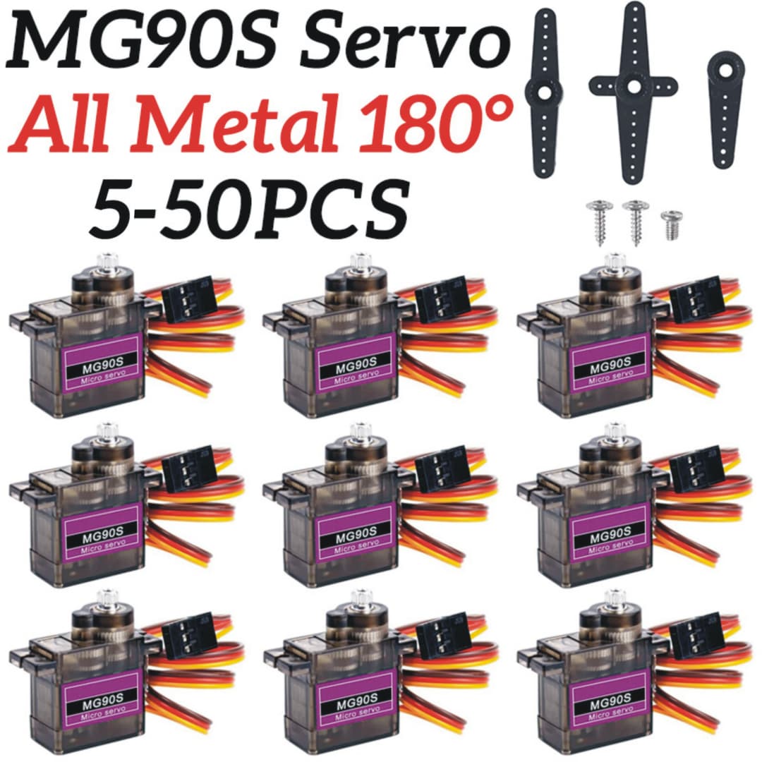 MG90S سيرفو 9 جرام 5/10/20/50 قطعة تروس معدنية بالكامل 9 جرام SG90 نسخة محدثة لطائرة الهليكوبتر والقوارب والسيارات MG90 9G تريكس 450 روبوت RC