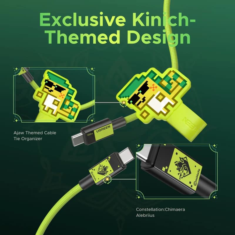 كابل USB-C إلى USB-C من UGREEN إصدار Genshin Impact بقوة 100 واط للشحن السريع لهواتف سامسونج وآيفون 16 و15 - 3
