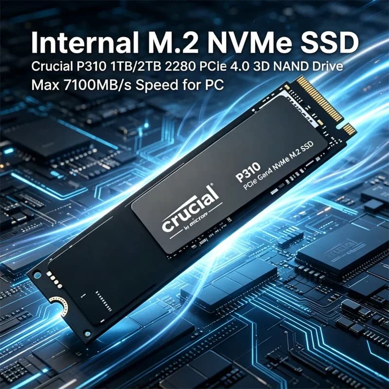 Internal M.2 NVMe SSD, Crucial P310 1TB/2TB 2280 PCIe 4.0 3D NAND Drive, Max 7100MB/s Speed for PC, OEM Packaging
