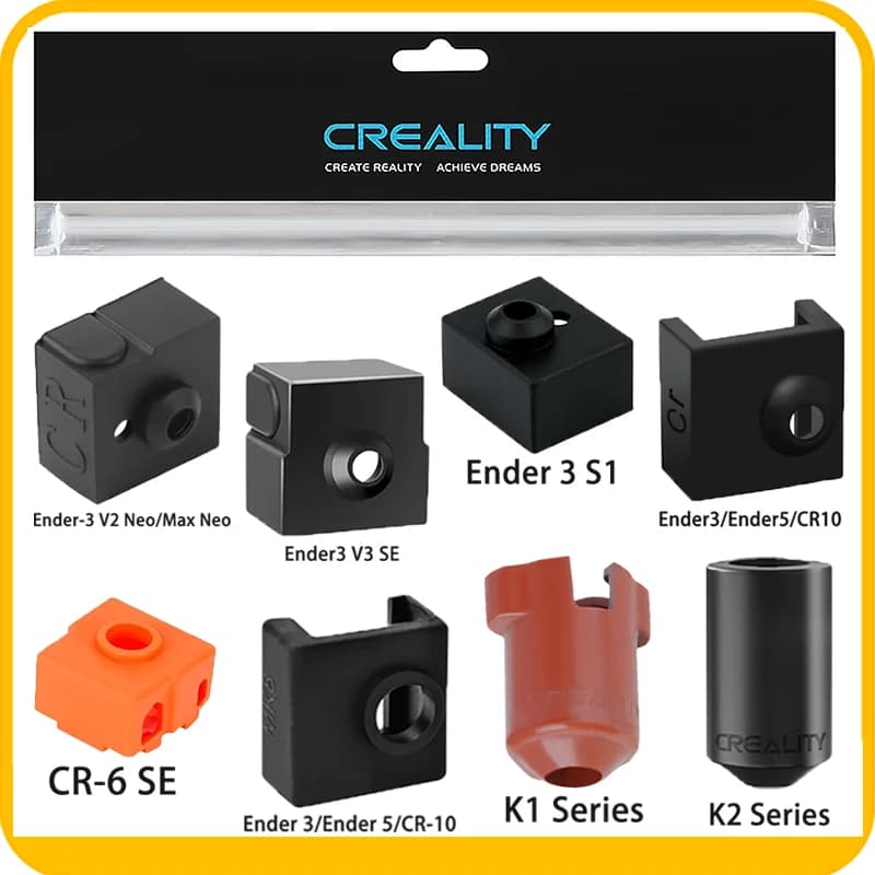 Creality official K1C/K1/K2 Silicone Sock,Silicone Cover for MK8/MK9/CR10/Ender 3/Ender 5/Ender7 3D Printer Parts Silicone Sock
