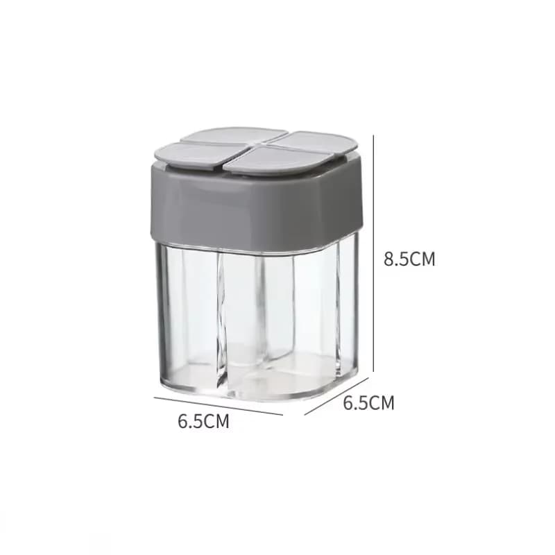4 in 1 camping seasoning jar with lid transparent spice dispenser 4 compartment outdoor cooking barbecue salt and pepper shaker - 6