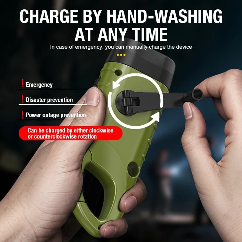 كشاف يدوي يعمل بالطاقة الشمسية ويدوي متعدد الوظائف إمداد طاقة تخييم إضاءة طوارئ LED مولد إضاءة خارجية - 2