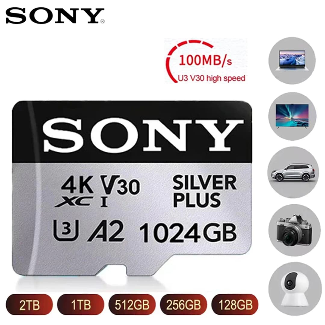 بطاقة ذاكرة SONY مايكرو إس دي 1024 جيجابايت U3 A2 فئة 10 TF 128 جيجابايت للهاتف والكاميرا والكمبيوتر اللوحي ونينتندو سويتش