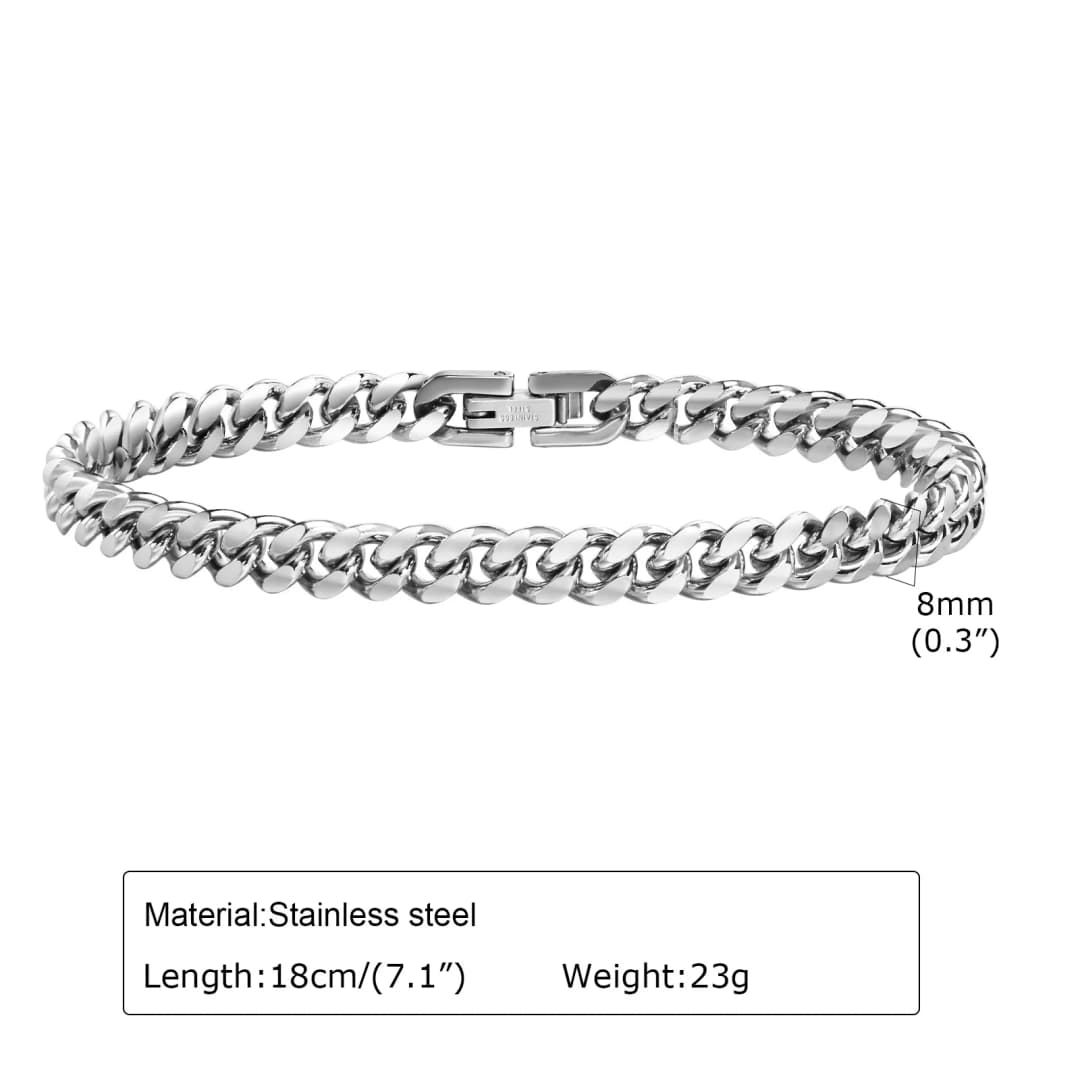 Vnox 6/8/10/12mm Cuban Chain Bracelets for Men Women, Solid Stainless Steel Curb Link Chain Wristband Jewelry - 4