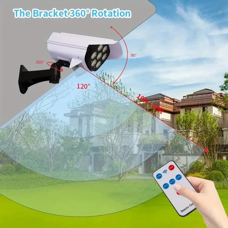Outdoor Motion Sensor Solar Lights 77 LED FloodLight Waterproof Wireless Dummy Decoy Fake Security Camera for Porch Garden Patio - 6