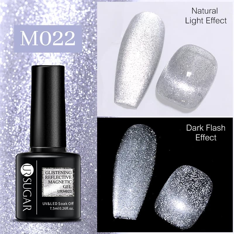 UR SUGAR 7.5ml Reflective Cat Magnertic Gel Nail Polish Laser Glitter Silver Semi Permanent Soak Off UV Nail Art Design Manicure