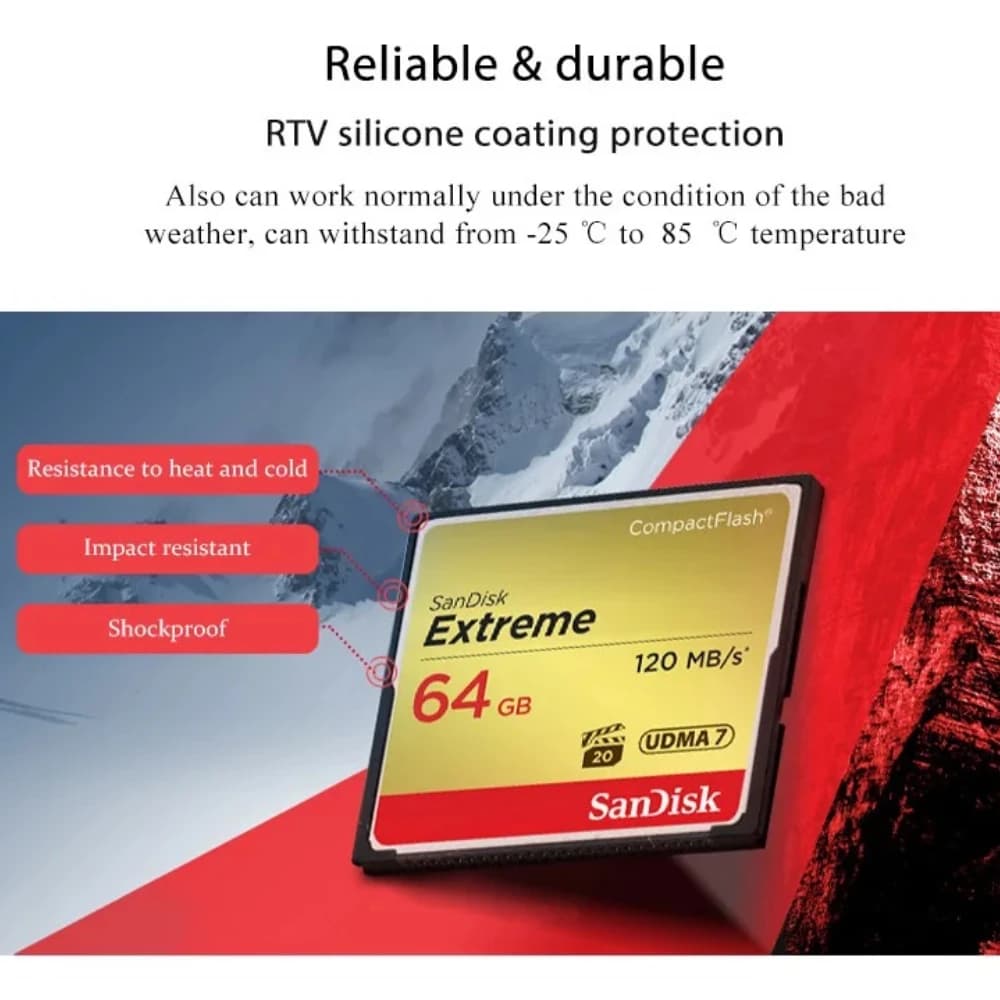SanDisk Extreme Compact Flash Memory Card 32GB 64GB 128GB 32 64 128 GB CF Card For DSLR Cameras & HD camcorders HD Video Cards - 2
