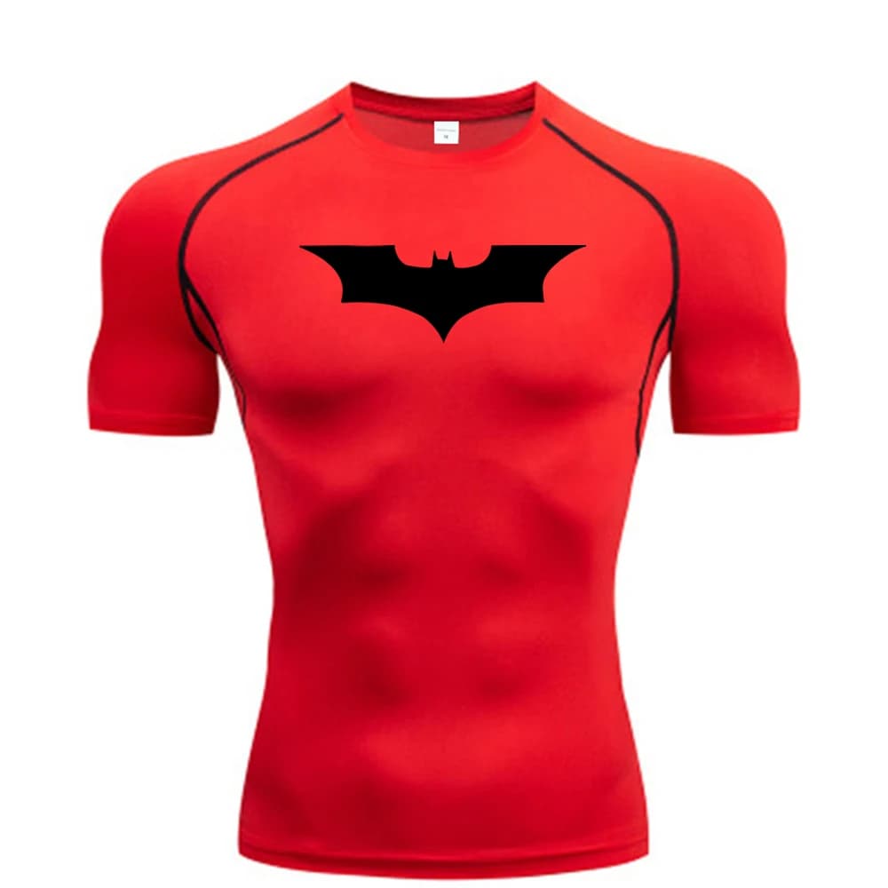 Bat Printed Men's Tight T-Shirt Running Compression Compression T Shirt Gym Fitness Jogging Short Sleeve Male Casual Shirt Tops - 5