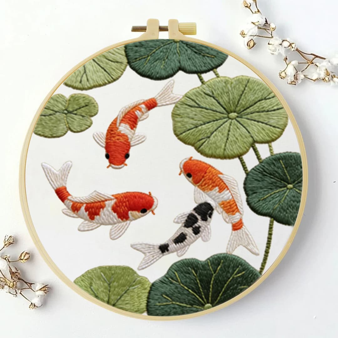1pc 20X20CM/15X15CM 7.87/6.3inch Pond Embroidery Starter Kit DIY kit DIY embroidery kit manualidades Craft Painting - 3