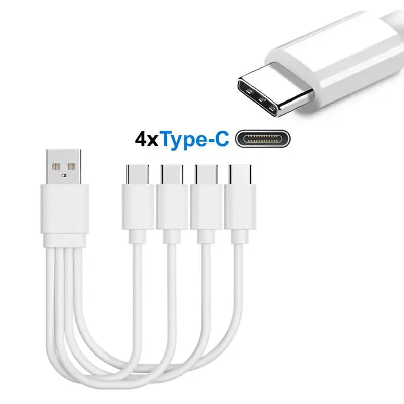 20 سنتيمتر قصيرة USB كابل شحن متعدد 4 في 1 متعددة نوع C/مايكرو USB شحن الحبل 4 ميناء USB C الفاصل كابل 5 فولت 2A - 3