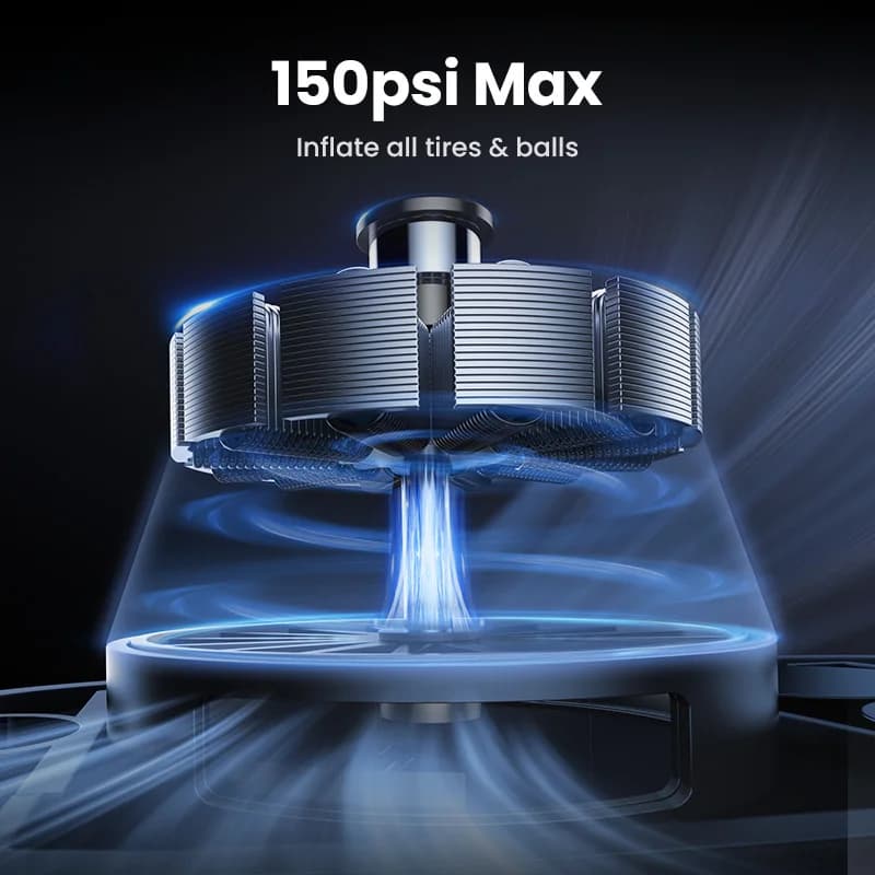 مضخة هواء UGREEN للسيارة ضاغط هواء محمول للسيارات والدراجات النارية والدراجات الهوائية منفاخ إطارات كهربائي مع شاشة LCD رقمية - 2