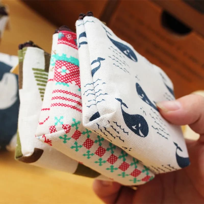 موضة زهرة نمط محفظة للعملة الصغيرة الطازجة قماش عملة المحفظة سيدة بنات سماعة عملة مفتاح المال حقيبة التخزين سستة الحقيبة - 4