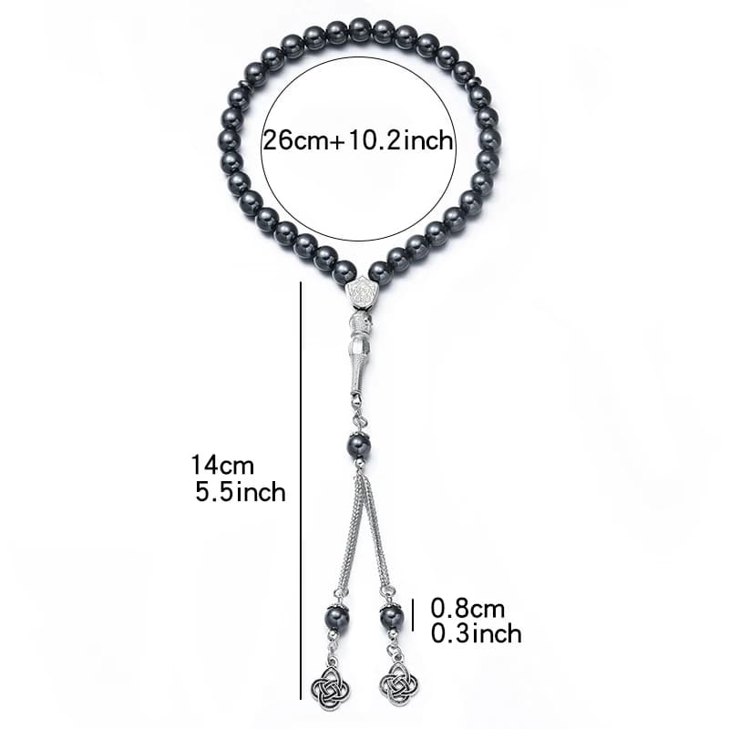 Tasbih Natural Hematite Stone Promotes Blood Circulation Misbaha 33 Beads Muslim Bracelet Islamic Gift Accessoriy Turkey Jewelry - 5