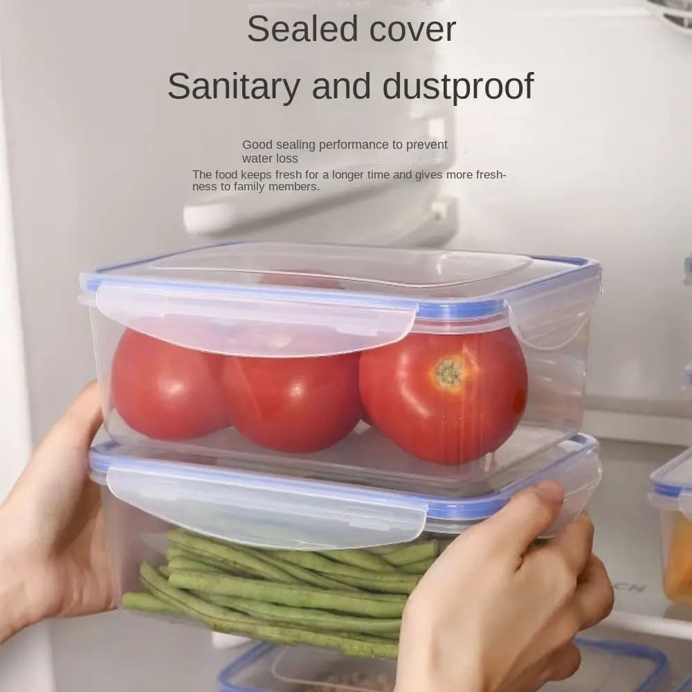Sealed Rectangular Refrigerator Storage Box with Lid Plastic Trasparent Crisper Food Containers Stackable Microw - 2