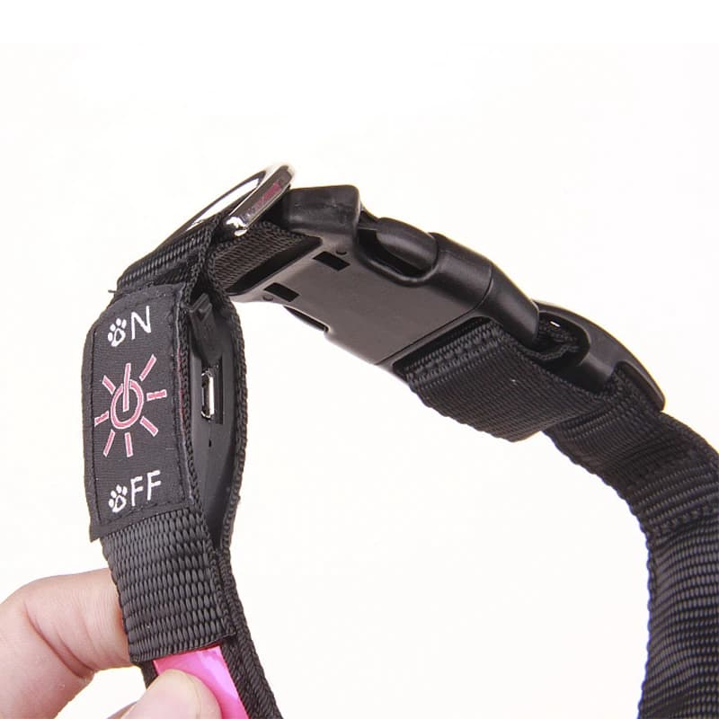 Pinkycolor USB Charging LED Dog Collar Luminous Light Night Safety Reflective Leather Glowing Collar For Dogs Pets Rechargeable - 3