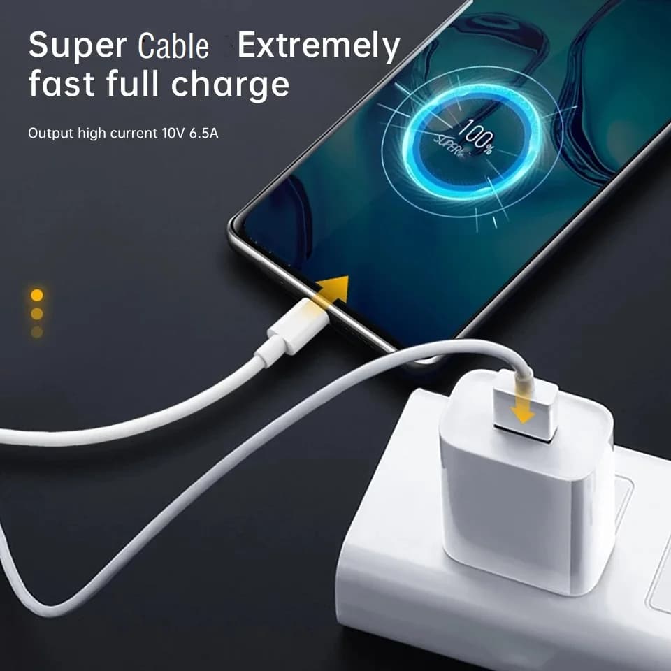 كابل Realme الأصلي Vooc USB C شحن سريع 6.5A سوبر دارت شحن سريع لـ GT Narzo 30a 20pro X50 Pro 5g X7 Xt X2 - 6