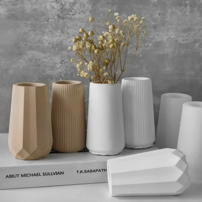 Round Stripe Vase Silicone Mold Plaster Epoxy Resin Candle Jar Casting Mold Cylindrical Home Decor DIY Storage Box Crafts Making - 2