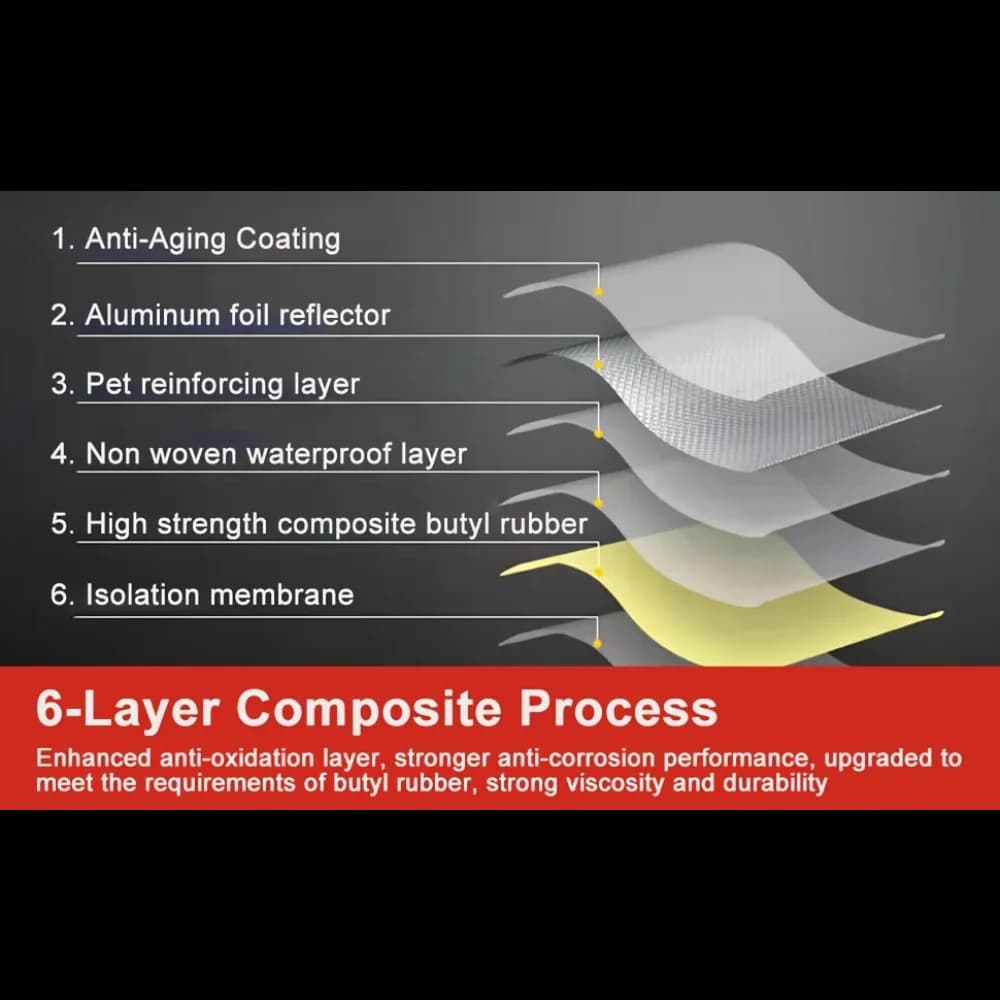 شريط عازل للماء من البوتيل، ذاتي اللصق، شريط عزل للجدران وحمامات السباحة وسقف الشقوق، إصلاح القنوات، شريط لاصق ذاتي - 3