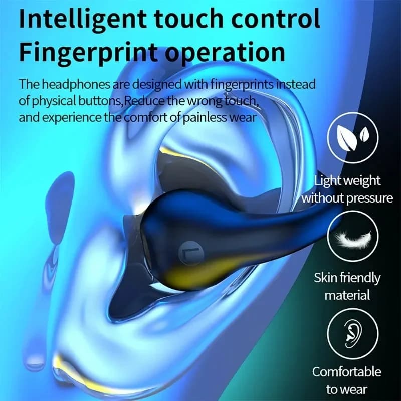 NEW TWS Q80 Wireless Headphones Bluetooth 5.3 Bone Conduction Earphones Earclip Design Touch Control Led Earbuds Sports Headsets - 4