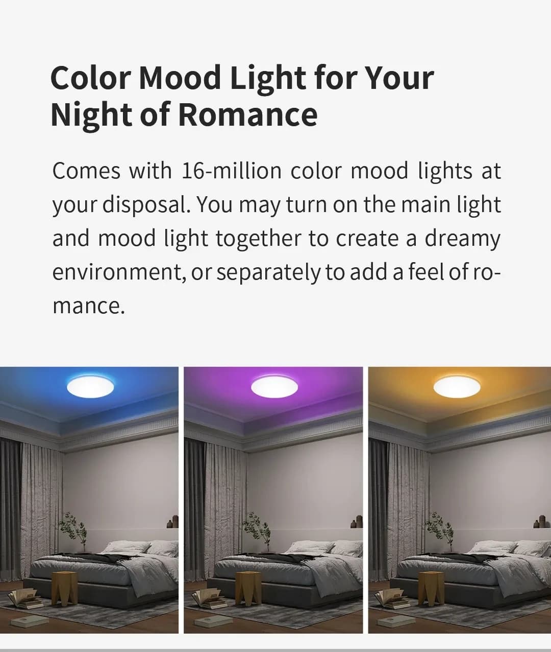 مصباح سقف ييليت الذكي LED RGB واي فاي 24W قابل للتعتيم 400C فائق النحافة تحكم صوتي ذكي يعمل مع تطبيق هوم كيت منزل مي - 2