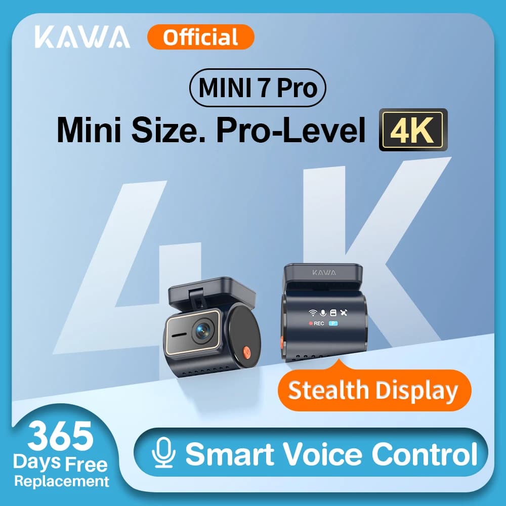 KAWA 4K Front Dash cam MINI 7 Pro,WiFi Car Camera with APP/Voice Control/WIFI6/GPS, AUTO Video Recorder,Dashcam,HDR,Dash camera