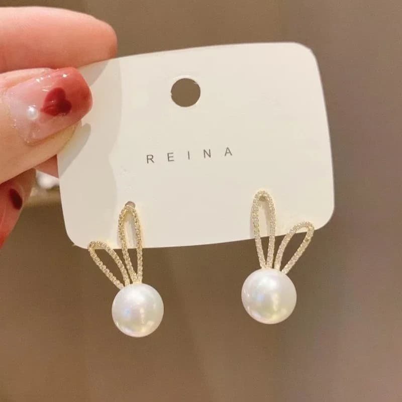 Pure White Women's Dangle Earrings Blooming Flower Acrylic Enamel Butterfly Imitation Pearl Heart Hanging Earrings Elegant Brinc - 4