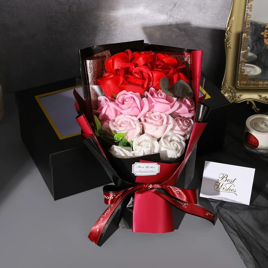 1/5/10Pcs Soap Artificial Flower Rose Bouquet Valentine's Day Decoration Home Decor Fake Flowers Teacher's Day Wedding Decor - 4
