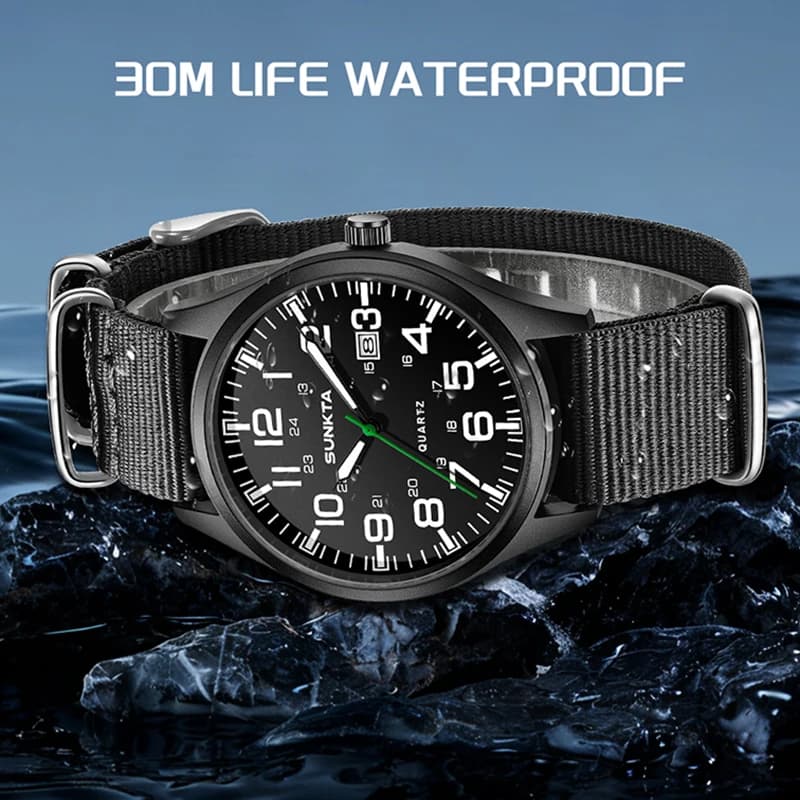 LIGE SUNKTA Fashion Luminous Watches for Men Casual Military Nylon Strap Waterproof Arabic Numerals Quartz Big Dial Watch Men - 2