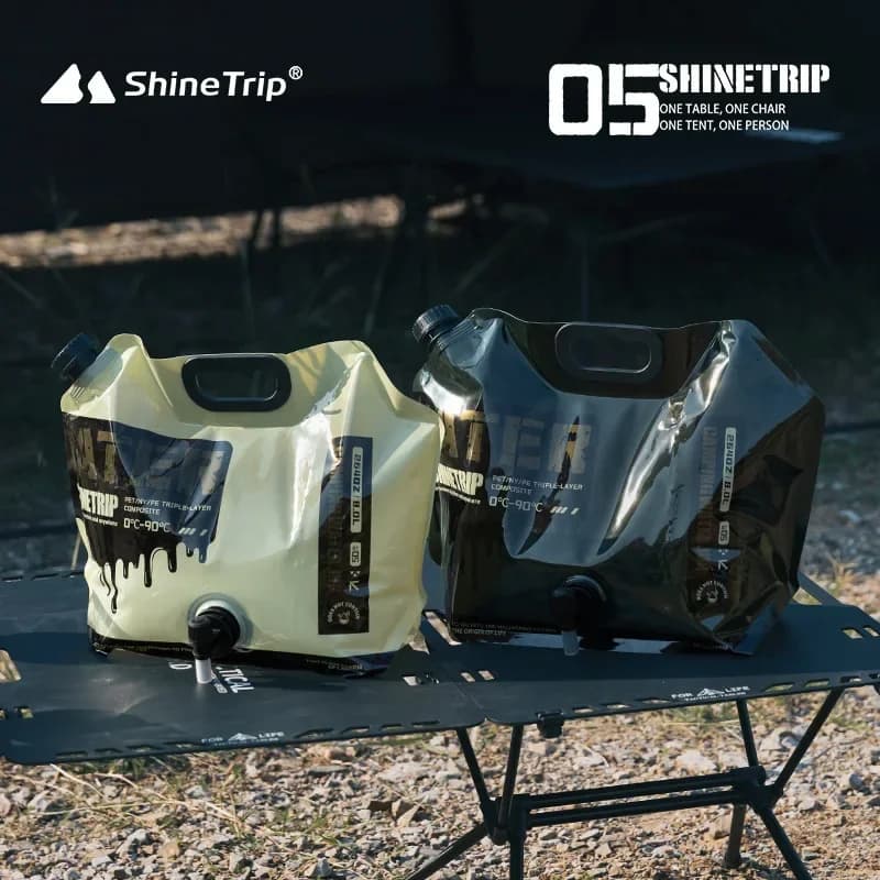 حقيبة ماء تخييم ShineTrip 8 لتر، حاوية ماء محمولة متعددة الاستخدامات، كيس قابل للطي مع صنبور، أدوات خارجية