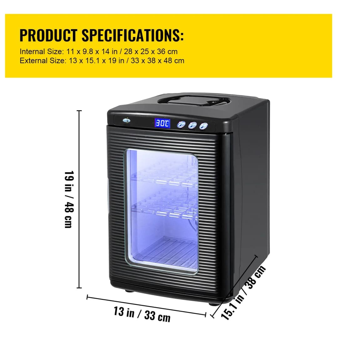 VEVOR Black Reptile Incubator 25L Scientific Incubator Digital Incubator Cooling And Heating 5-60°C Reptile 12V/110V Work - 6