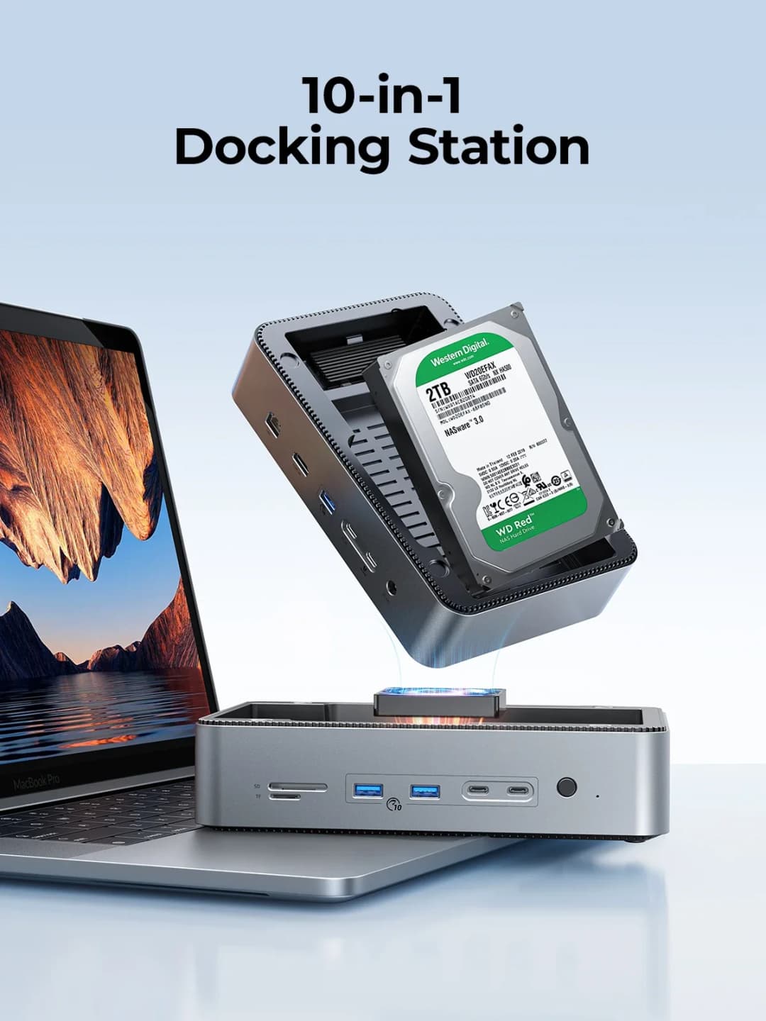 ORICO Docking Station Deck with Dual M.2 NVME SSD Case 3.5 Hard Drive Enclosure Steam Dock 10 in 1 HDMI 4K60Hz PD100W Ethernet - 2